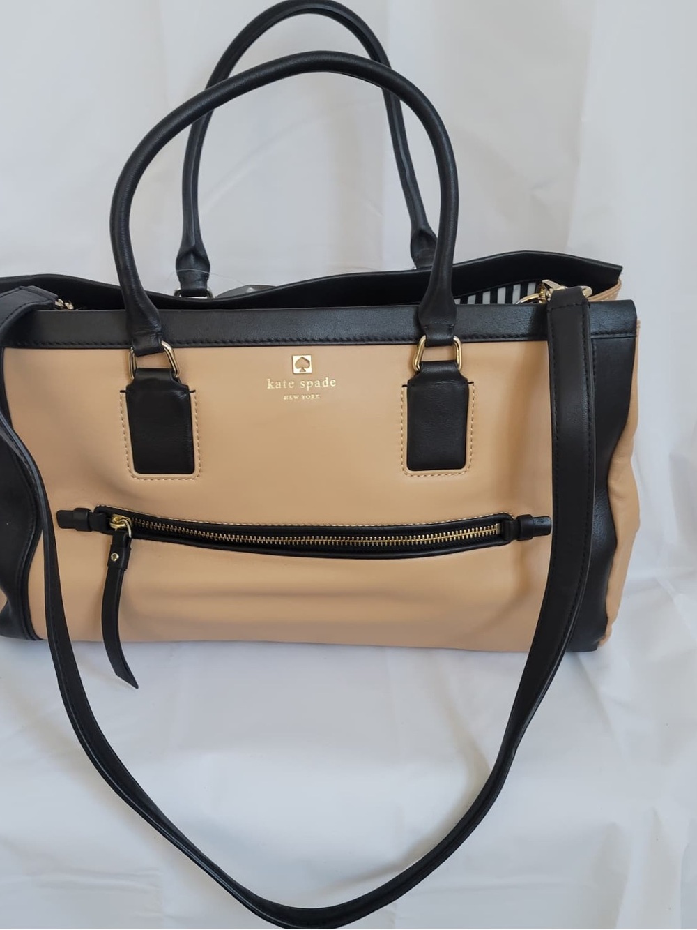 kate spade Black and Beige Two-Tone Satchel